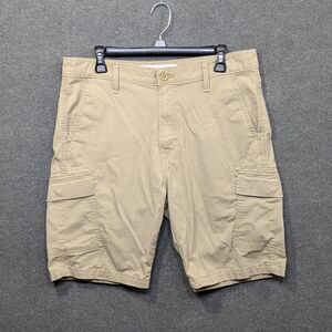Levis Cargo Shorts Mens 34 (35x10) Khaki Flat Front Cotton Button Pockets